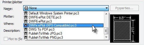 Printer Plotter portion of the PLOT dialog PLOTPrinterPlotter